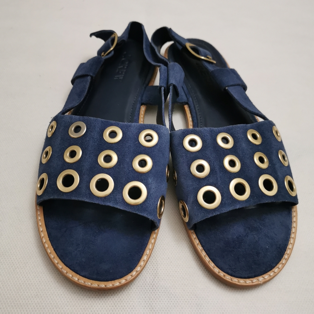 J CREW Blue Suede Grommets Slingback Sandal